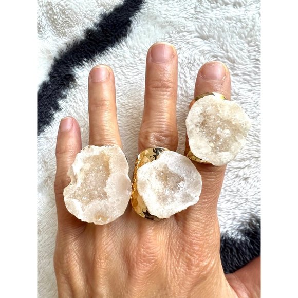 Celestial RAW Quartz Geode Ring - Picture 2 of 9
